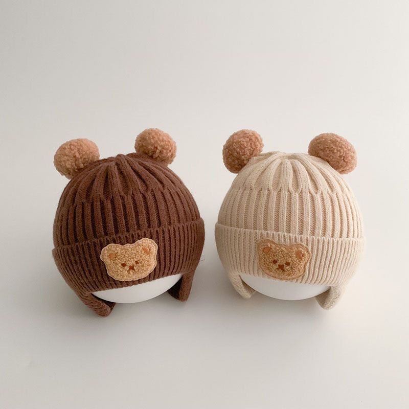 Cute Bear Ear Protection Hat: Baby Winter Woolen Hat for Thickened Warmth and Style