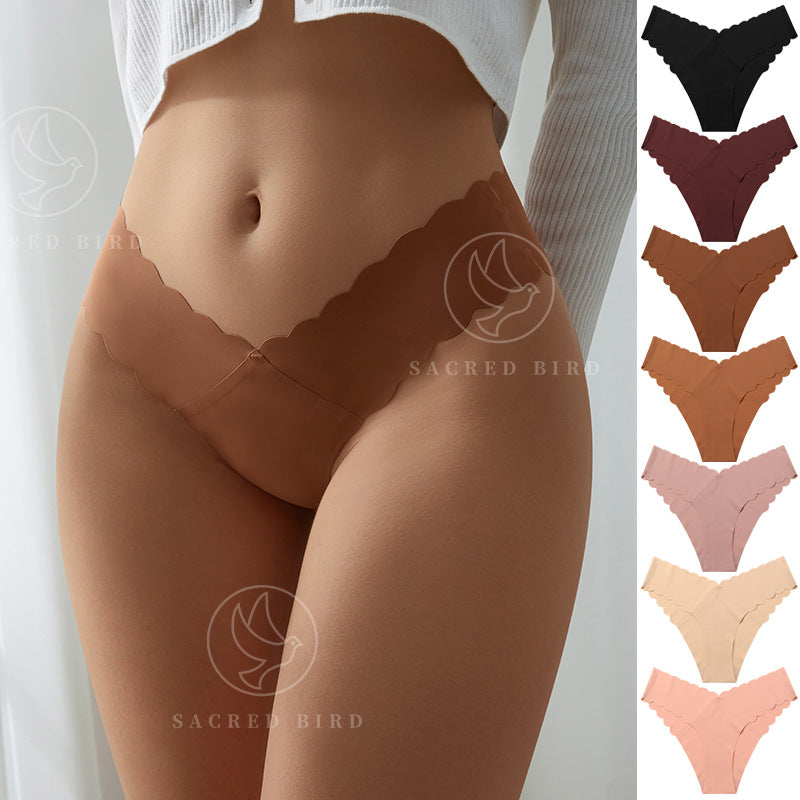 Underwear V-shaped Waist Seamless Ice Silk Girls One-piece Large Size Cotton Crotch Women