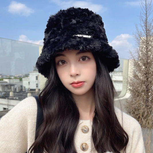 Fisherman Hat Women's Autumn And Winter 2023 New Plush Warmth Korean Style Versatile Bucket Trendy Winter Plush Basin Hat