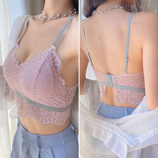 Lace Camisole Underwear Female Beauty Back Wrapped Chest Bottoming Shirt With Anti-slip Tube Top Bra Vest Summer Net Red Hot Style