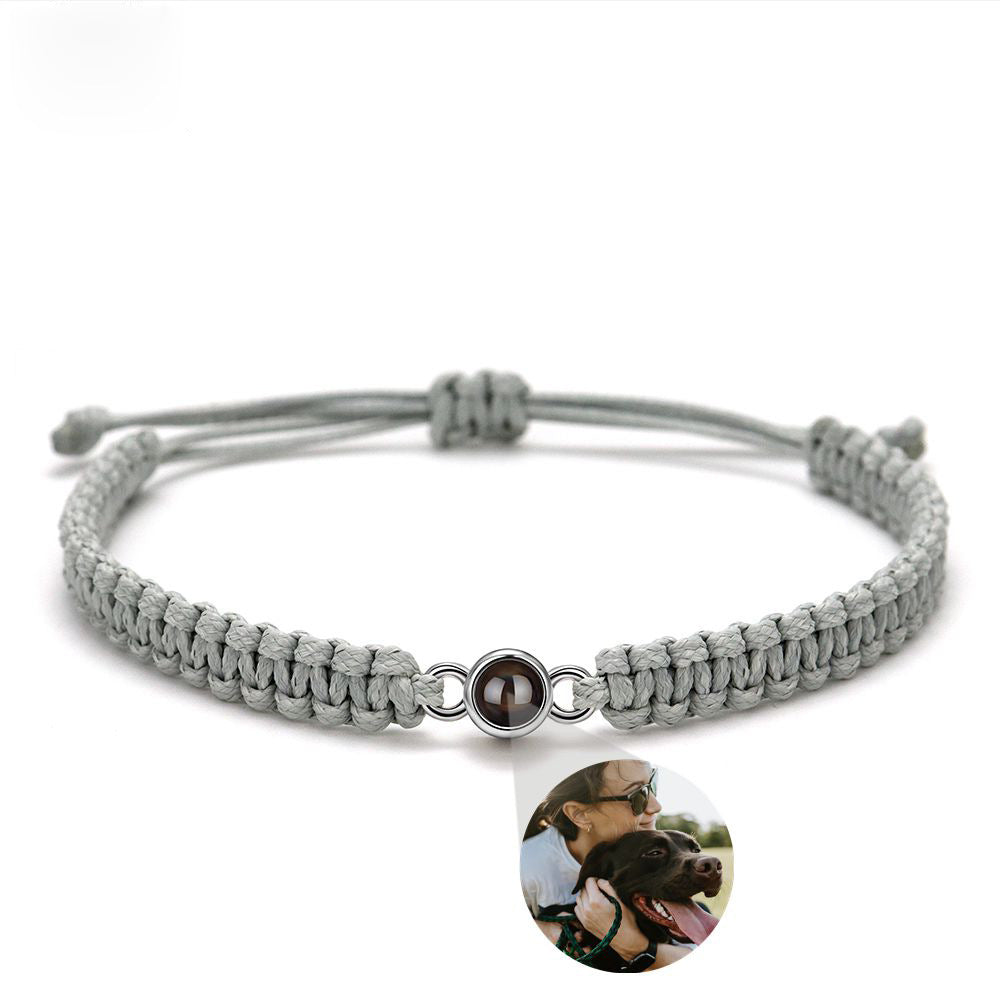 New Photo Customization Titanium Steel  Bracelet 100 Languages I Love You Flat Knot Bracelet