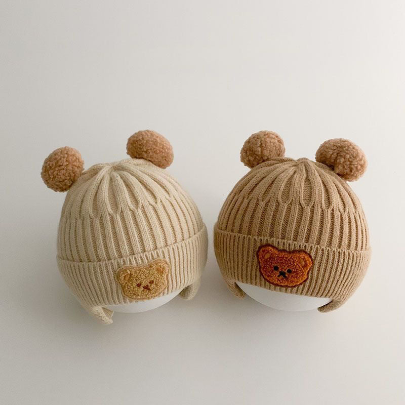 Cute Bear Ear Protection Hat: Baby Winter Woolen Hat for Thickened Warmth and Style