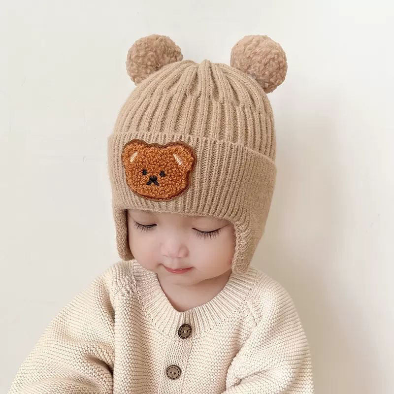 Cute Bear Ear Protection Hat: Baby Winter Woolen Hat for Thickened Warmth and Style