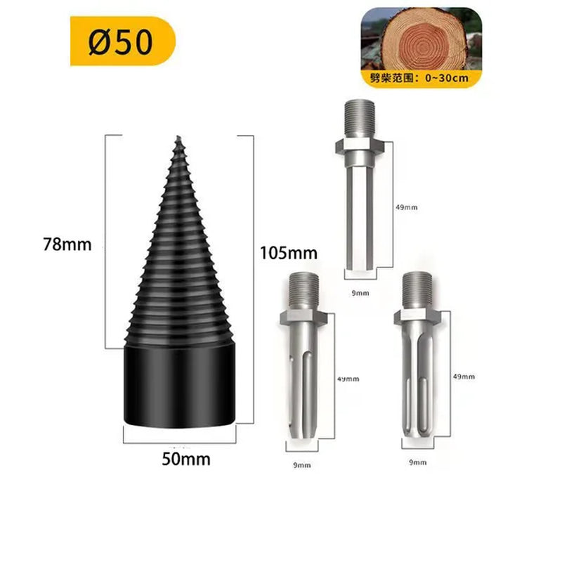 32/38/42/45/50Mm Wood Drill Bit Twist Firewood Splitting Drill Bit Wood Splitter Screw Cones Bit Square round Drill Bit for Wood