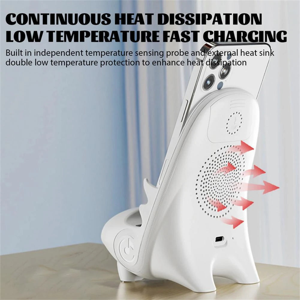 Chair Shape Mobile Phone Wireless Fast Charging Stand with Cooling Fan Unique Mini Portable Desktop Wireless Charging Holder