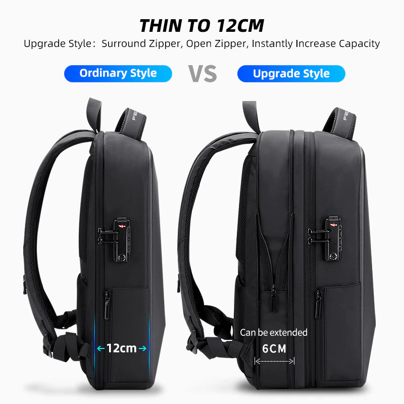 "Newly Designed Men's Business Travel Backpack with Anti-Theft and Waterproof Features, USB Charging Port, and Brand Logo"