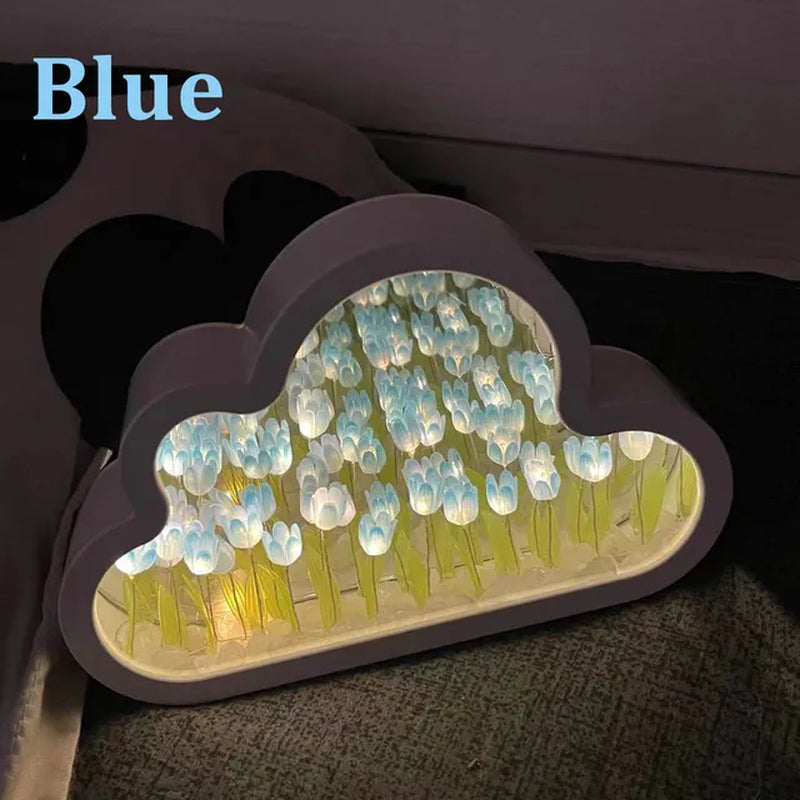 Diy Tulip Cloud Sea of Flowers Night Light Creative Light Atmosphere Light Transparent Qixi Lovers Gift Desktop Decoration