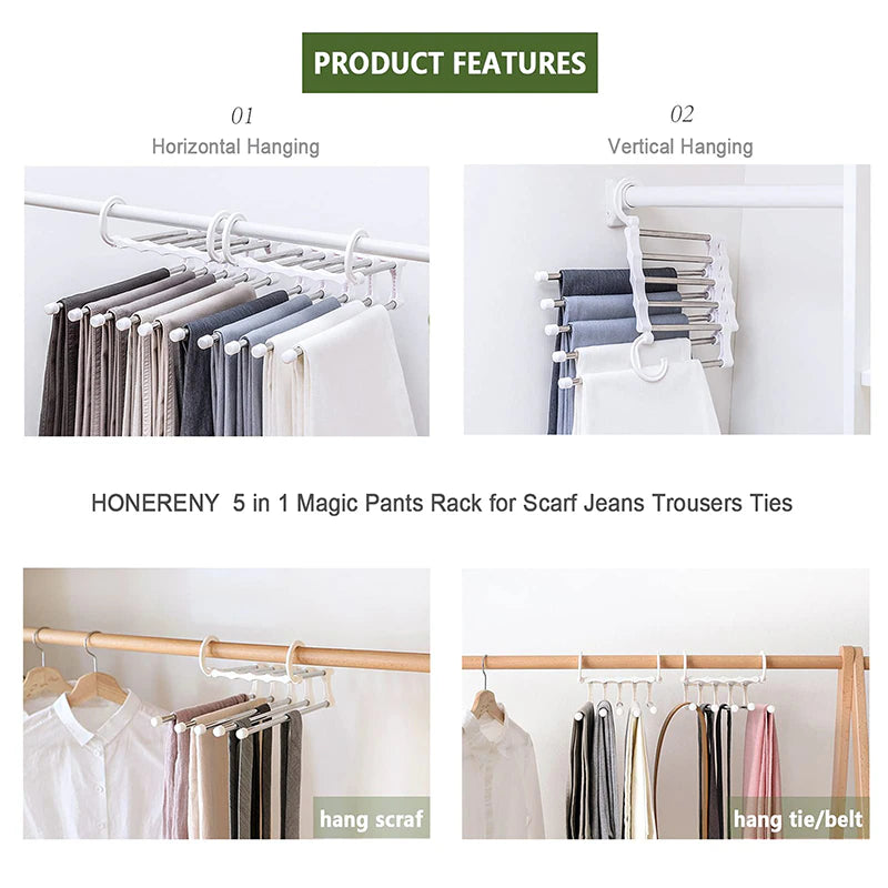 Folding Pants Storage Multifunctional Hanger for Pant Rack Hanger Clothes Organizer Hangers save Wardrobe Space Bedroom Closets