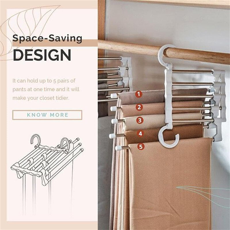 Folding Pants Storage Multifunctional Hanger for Pant Rack Hanger Clothes Organizer Hangers save Wardrobe Space Bedroom Closets