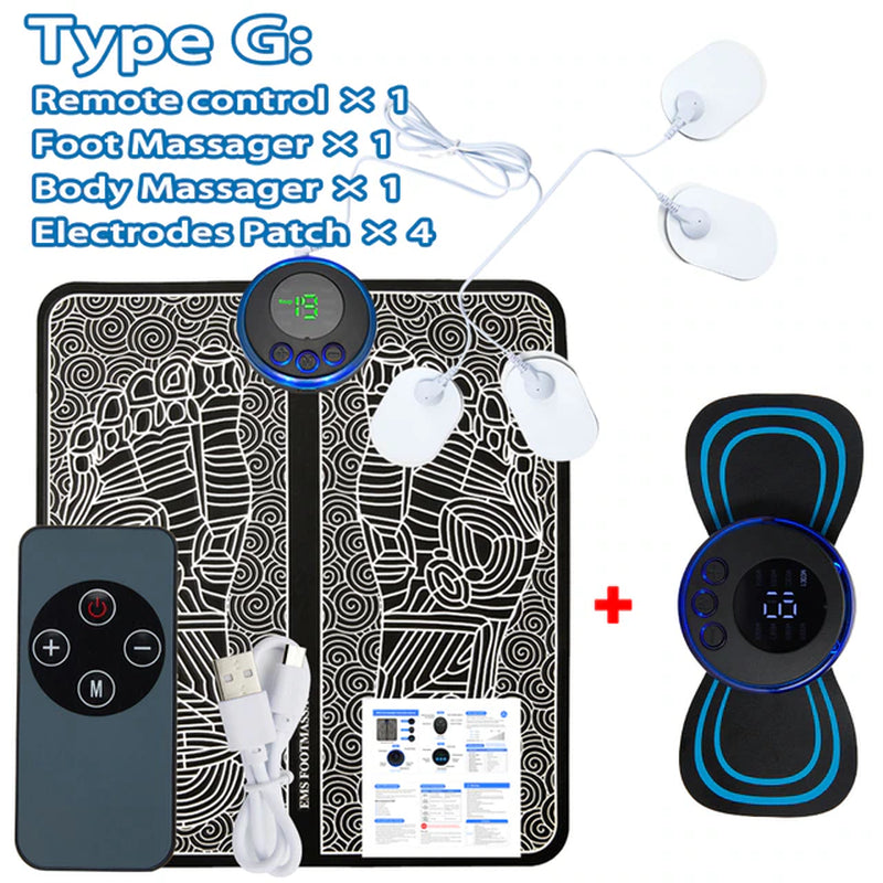 Electric EMS Foot Massager Pad Relief Pain Relax Feet Acupoints Massage Mat Shock Muscle Stimulation Improve Blood Circulation