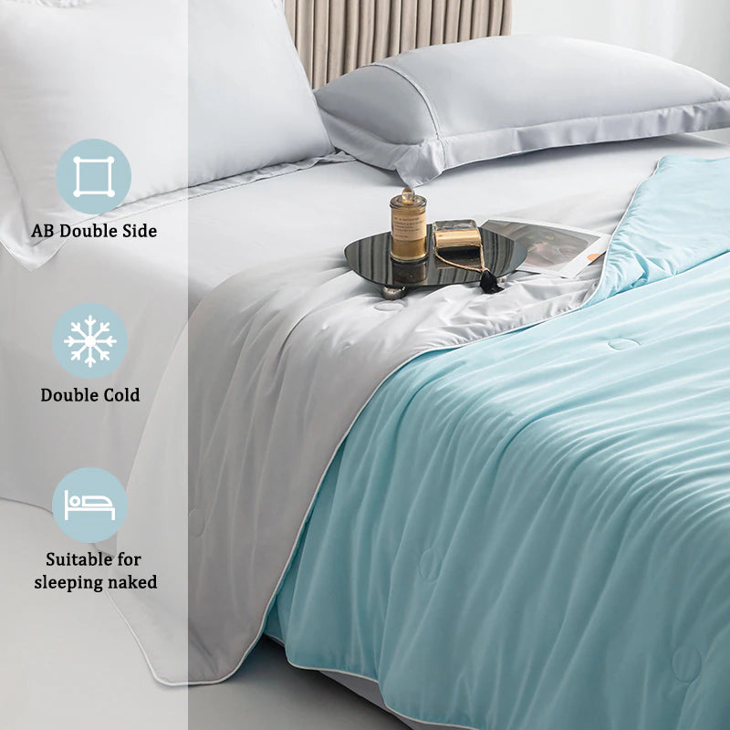 "Premium Lightweight Air Condition Comforter with Double-Sided Cooling Fabric - Ideal for Summer"