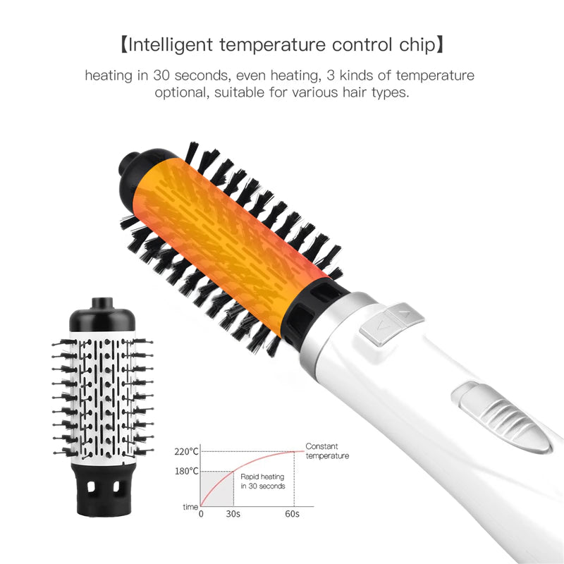 3In1 Electric Volumizer One Step Heat Air Comb Styling Brush Hair Curler Hot Air Hair Dryer Salon Straightener Rotating